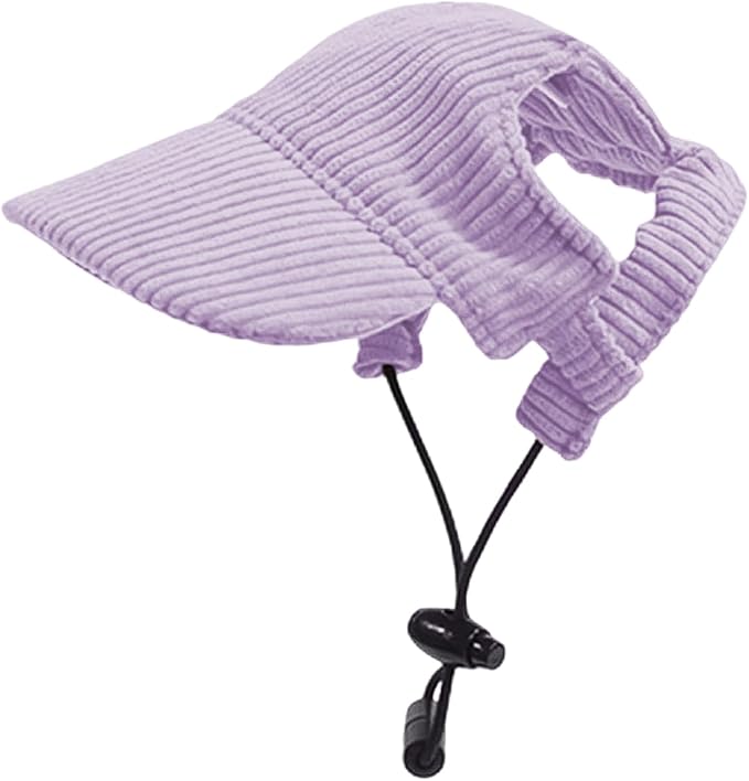 Dog Baseball Cap, Dog Cat Summer Beach Visor Hat with Ear Holes, Adjustable Puppy Sunbonnet Headdress (Purple, X-Large)