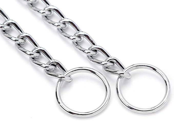Choke Collar for Dogs, Dog Choker Collar for Large Dogs Heavy Duty Martingale Training Metal Slip Dog Chain Collars for Small Medium Large Breed Pets Boy, Silver M