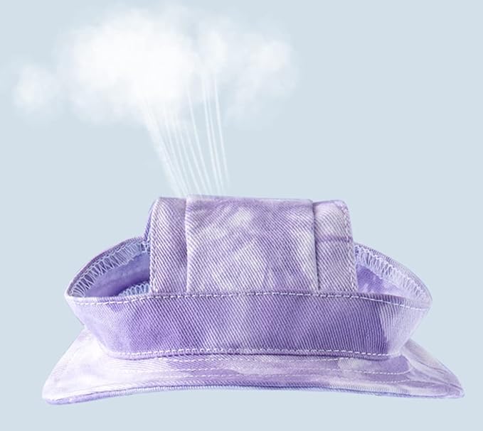 Round Brim Princess Hat Visor Hat Pet Dog Mesh Porous Sun Hat with Ear Holes for Small, Extra Small Dog Teddy, Pug, Chihuahua, Shih Tzu, Yorkshire Terriers, Papillon T-Purple S