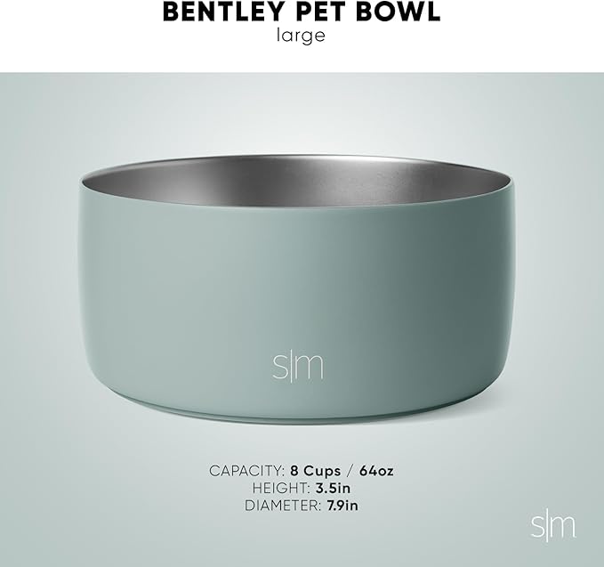 Simple Modern Stainless Steel Pet Water Bowl for Dogs & Cats | Reusable Insulated Stainless Steel Food Bowls for Dog Cat | No Tip No Slip BPA Free | Bentley Collection | Large (64oz) | Blush