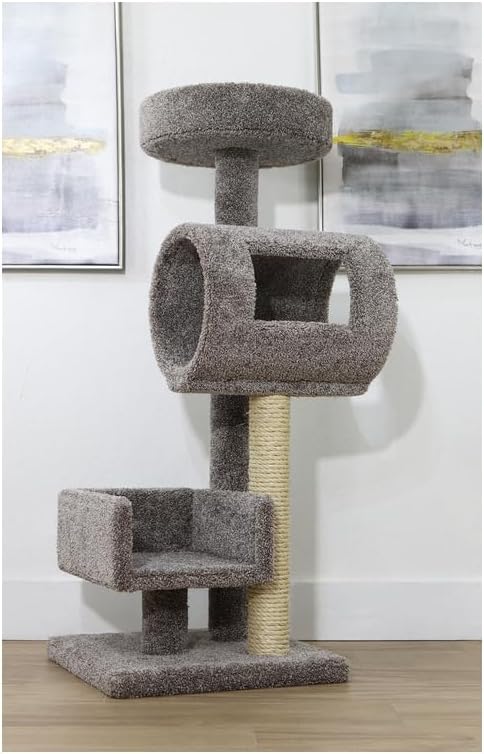 Asian Climber Cat Tree - 48" H x 24" W x 18" D, Features Sisal-Wrapped Posts for Scratching and Elevated Perch for Cat Relaxation, Perfect for Active Indoor Cats and Stylish Home Decor