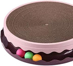 Double Layer Cat Scratcher Toy with Balls, Large PET Resin Scratching Board and Lounge with Replaceable Cardboard Layers for Cats, Furniture Protector (Pink)