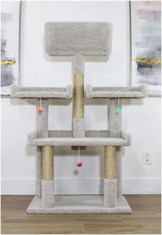 Fresh Trees 56" Extra Large Spacious Tree 56" H x 30" W x 24" D Extra Large Cat Tree with Multiple Platforms and Scratching Posts for Active Cats