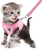 FEimaX Dog Harness and Leash Set for Walking, Soft Mesh Adjustable Easy Control Lightweight Cat Vest Harnesses with Reflective Strips, Escape Proof Small Dogs Cats Vests (Pink, X-Small)