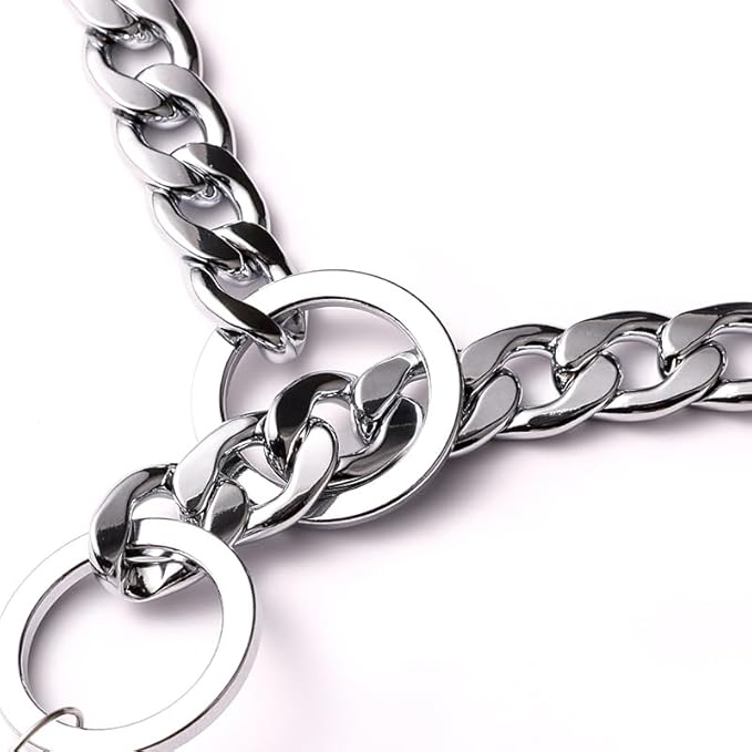 Luxury Flat Chain Design Professional Training Chain Collar, Stainless Steel Dog Training Collar, Professional Flat Chain Design, Mirror Polished (Medium：20in x 3mm(Neck max 18in))