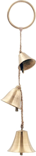 Brass Rustic Hanging Bells for Door Knob Decoration, Home Garden Decor Shopkeepers Bell on Rope