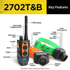 Dogtra 2702 T&B 2-Dogs Remote Training and Beeper Collar with 1 Mile Range, Fully Waterproof, Rechargeable, Static, Vibration, w/PetsTEK Dog Training Clicker