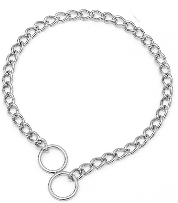Choke Dog Chain Collars, Stainless steels Silver XXS Slip Link Training Heavy Duty Dog Choker Collar Martingale Puppy Collars for XXS XS Small Medium Large Big Breed Dogs