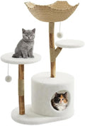 Real Solid Wood Modern Cat Tree Tower with 2 Platforms,Aesthetic Cat Tree for Indoor Cats, Kittens Condo with Scratching Post, Stylish Cat Furniture, Stable Boho Pet Furniture