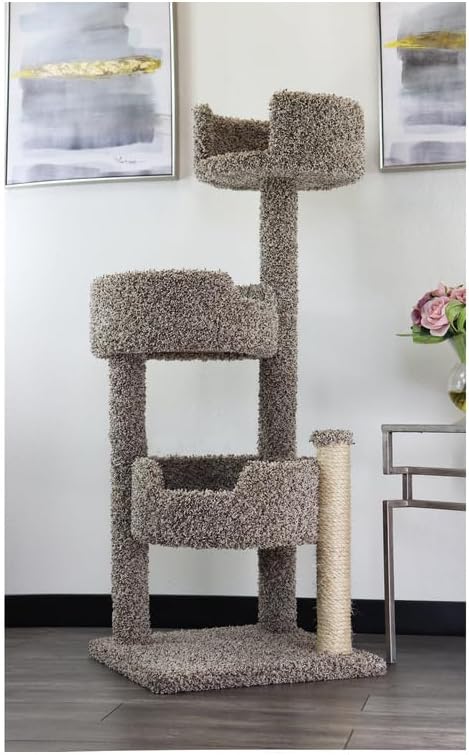 Cat Tree Real Wood Multi-Level Tower Scratching Posts Large Cats