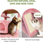 Cat Tree Tower for Indoor Cats,Cat House with Sisal Scratching Post,Multi-Level Cat Condo and 3 Large Platforms (Pink)