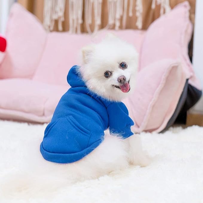KOOLTAIL Dog Hoodie for Large Medium Small Dogs,Soft and Warm Pet Sweater with Leash Hole and Pocket Boy Girl,Puppy Fall Winter Jacket Clothes,French Pitbull Cold Weather Coat Sweatshirt,Blue SM