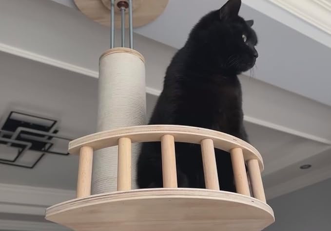 Cat Tree Floor to Ceiling Cat Towers Adjustable Height(108-112 Inches), Tall Cat Tree Natural Sisal Scratching Post, Modern Cat Tree Tower for Large Indoor Cats, Cotton Rope