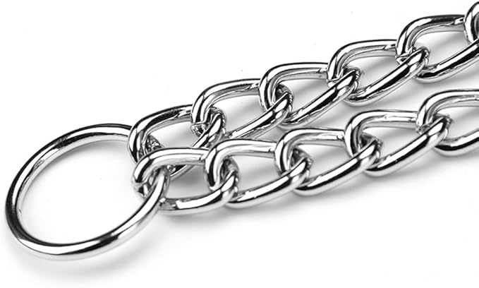Silver Chain Dog Choke Collars for Large Dogs,Heavy Duty Metal Slip Choke Collar Martingale Collars Training Triple Row Chains Choker Collar for Small Medium Large Dog, D3mm