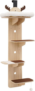 4-Tier Door Hanging Cat Scratching Post, Vertical Cat Climbing Frame with Anti-Collision Strips, Multi-Cat Shelf for Wardrobe/Stair Railing/Window