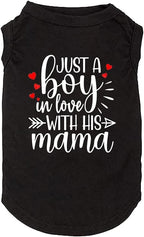 Dog Clothes Just a Boy in Love with Mama Shirts Pet Supplies Vest Small Medium Large Dog Apparel Parent-Child Suit (X-Small, Boy-Black)
