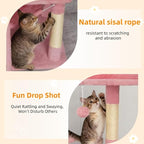 Cat Tree 60.63 inches Cat Tower for Indoor Cats, Multi-Level Cat Condo Furniture with Scratching Posts, Plush Perches, Activity Center with Cozy Basket & Hammock for Cats (Pink)