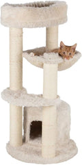 TRIXIE Baza Cat Tower – Cat Tree with Jute Scratching Posts, Condo, Hammock & Removable Bed – Indoor Cat Furniture for Scratching & Climbing – Cream, 22.4" x 18.5" x 38.6"
