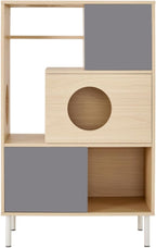 Cat Tree 2 in 1 Modern Bookshelf with Hidden Storage Wood Bookcase with Litter Box Enclosure Cat Climbing Shelves