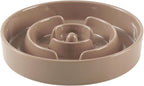 Ceramic 1.2 Cup Slow Feeder Dog Bowl for Medium and Small Breed, 7.3inch Puzzle Dog Food Dish, Anti-Gulping, Stop Bloat, Preventing Choking (Single Bowl-Brown Coffee)