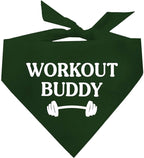 Workout Buddy Dog Bandana | 100% Cotton Adjustable Triangle | Made in USA | Workout | Sports | Gym | Dark Green, One Size (1095)