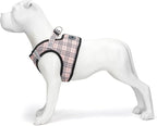 EcoBark Step in Dog Harness - Eco-Friendly Small Breed Dog Harnesses for Small and Medium Breed Dogs - Reflective and Adjustable Body Halter Vest - Soft Mesh Toy Breed Harness (Beige Plaid, Large)