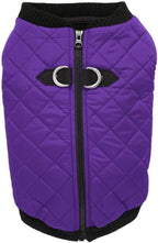 Gooby Fashion Vest Dog Jacket - Violet, Medium - Warm Zip Up Bomber Vest with Dual D Ring Leash - Winter Water Resistant Small Dog Sweater