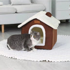 Christmas Cat Bed for Indoor Cats Plaid Xmas Cat Tent Cats Bed Cave for Pets Kittens and Dogs (Coffee, L (20.5 X 17 X 19.7 Inch))