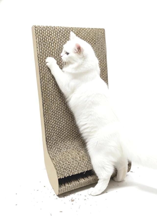 Interactive Cat Scratching Board with Ball Track, Corrugated Cardboard Cat Activity Pad, Random Edge Design