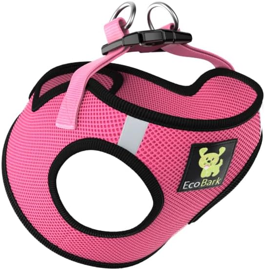 EcoBark Step in Dog Harness - Eco-Friendly Teacup Dog Harnesses for XXS, XS, and Small Dogs - Reflective and Adjustable Mini Body Halter Vest -Tiny Soft Mesh Toy Breed Harness (Bubblegum Pink, XXS)