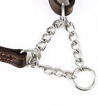 Love Dream Martingale Collars for Dogs, Leather Training Dog Collar, Stainless Steel Chain Anti-Escape No Pull Dog Collar for Medium Large Dogs (S(11.8"-16.9"), Brown)
