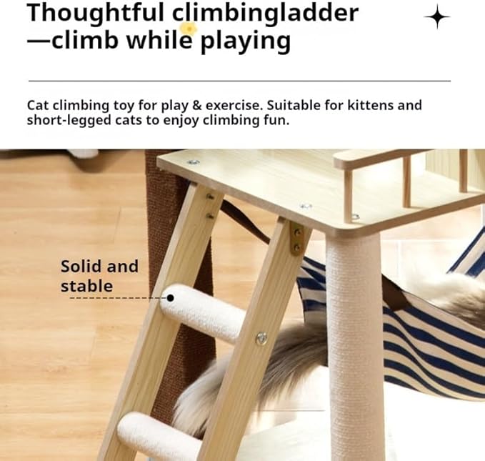Deluxe Large Cat Tree with Hammock and Condo Sisal Scratching Posts Multi-Level Cat Tower for Indoor Cats Playhouse Perch Furniture