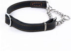 Love Dream Martingale Collars for Dogs, Leather Training Dog Collar, Stainless Steel Chain Anti-Escape No Pull Dog Collar for Small Medium Large Dogs (S(11.8"-16.9"), Black)
