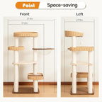 Modern Cat Tree for Large Cats, 48-Inch Tall Cat Tree Tower with Wide Shelves Cotton Scratching Posts, Super Sturdy Base, Cozy Perches, and Interactive Toys for Indoor