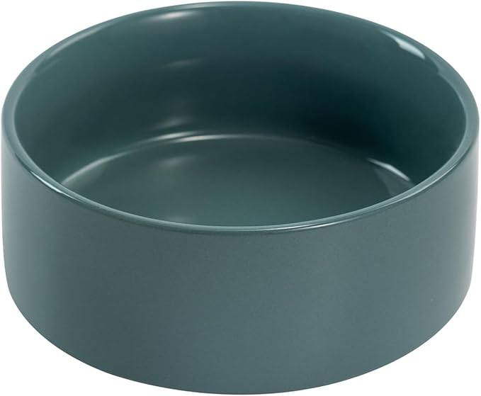 SPUNKYJUNKY 13.5OZ Ceramic Dog and Cat Bowl, Modern Cute Weighted Food Water Bowl for Replacement Light Green (2 Pack)