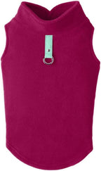 Gooby Fleece Vest Dog Sweater - Fuchsia, Medium - Warm Pullover Fleece Dog Jacket with O-Ring Leash for Small to Medium Dogs