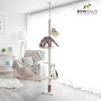 CAPHAUS Floor to Ceiling Cat Tree with Adjustable Height 104-115 Inch, Multi-Level Cat Tower with Itching Scratcher, Fluffy Playball, Platforms, Hammock for Indoor Cats, Beige
