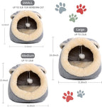 Cat Beds for Indoor Cats - Rabbit-Shaped Cat Cave Bed with Hanging Toy,Super Soft Calming Pet Bed for Kitten&Puppy,Small Dog,Warm Plush&Machine Washable&Removable Cotton Pad,cat Hideaway(Grey L)