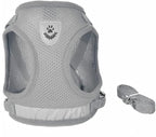 FEimaX Dog Harness and Leash Set for Walking, Soft Mesh Adjustable Easy Control Lightweight Cat Vest Harnesses with Reflective Strips, Escape Proof Small Dogs Cats Vests (Grey, X-Small)