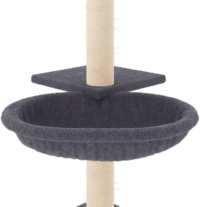 vidaXL Cat Tree Dark Grey Engineered Wood, Plush, sisal