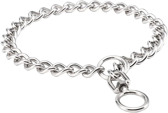SGODA Chain Dog Training Choke Collar with Swivel, Stainless Steel, 24in, 3.5mm