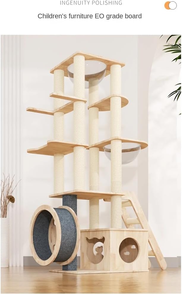 Large Cat Tree Tower Solid Wood (Sisal)