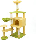 Cat Tree, Yellow, 56x19x19 Inches, All Breed Sizes, Climbing and Cuddling, Particle Board, Floor Mount