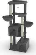 Globlazer 64in Cat Tree, Multi-Level Cat Tower for Large Cat, Corner cat Tree with Scratching Post, cat Condos for Indoor Cats, C64, Dark Grey