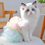 ANIAC Happy 1st Easter Dog Dress Girl Holiday Puppy Clothes for Small Dog Easter Cat Outfit Eggs Print Rainbow Doggy Princess Tutu Dress Pet Clothing (Medium)