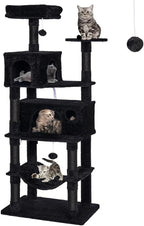 Heavy Duty Cat Tree,67in Multi-Layered Tall Cat Tower for Indoor Large Adult Cats,XL Compact Cat Stand with Hammock,Sisal Scratching Post,Removable Plush Perch,Condo,Dark Gray (Black)