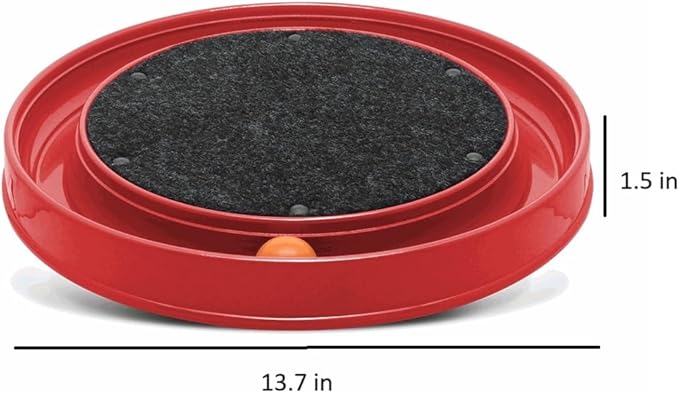 Cat Scratcher Toy with Ball – Interactive Scratching Carpet and Play Track for Stress Relief and Fun (Red, Round)