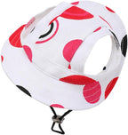 Round Brim Princess Hat Visor Hat Pet Dog Mesh Porous Sun Hat with Ear Holes for, Extra Dog Teddy, Pug, Chihuahua, Shih Tzu, Yorkshire Terriers, Papillon Z-2-red+White Medium