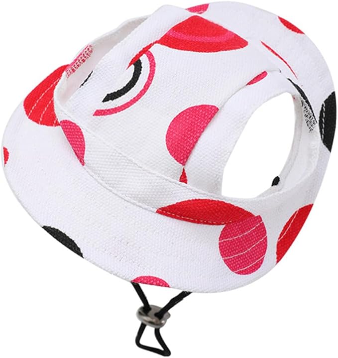 Round Brim Princess Hat Visor Hat Pet Dog Mesh Porous Sun Hat with Ear Holes for, Extra Dog Teddy, Pug, Chihuahua, Shih Tzu, Yorkshire Terriers, Papillon Z-2-red+White Medium