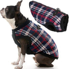 Gooby Fashion Vest Check Dog Jacket - White Check, Small - Warm Zip Up Bomber Vest with Dual D Ring Leash - Winter Water Resistant Small Dog Sweater